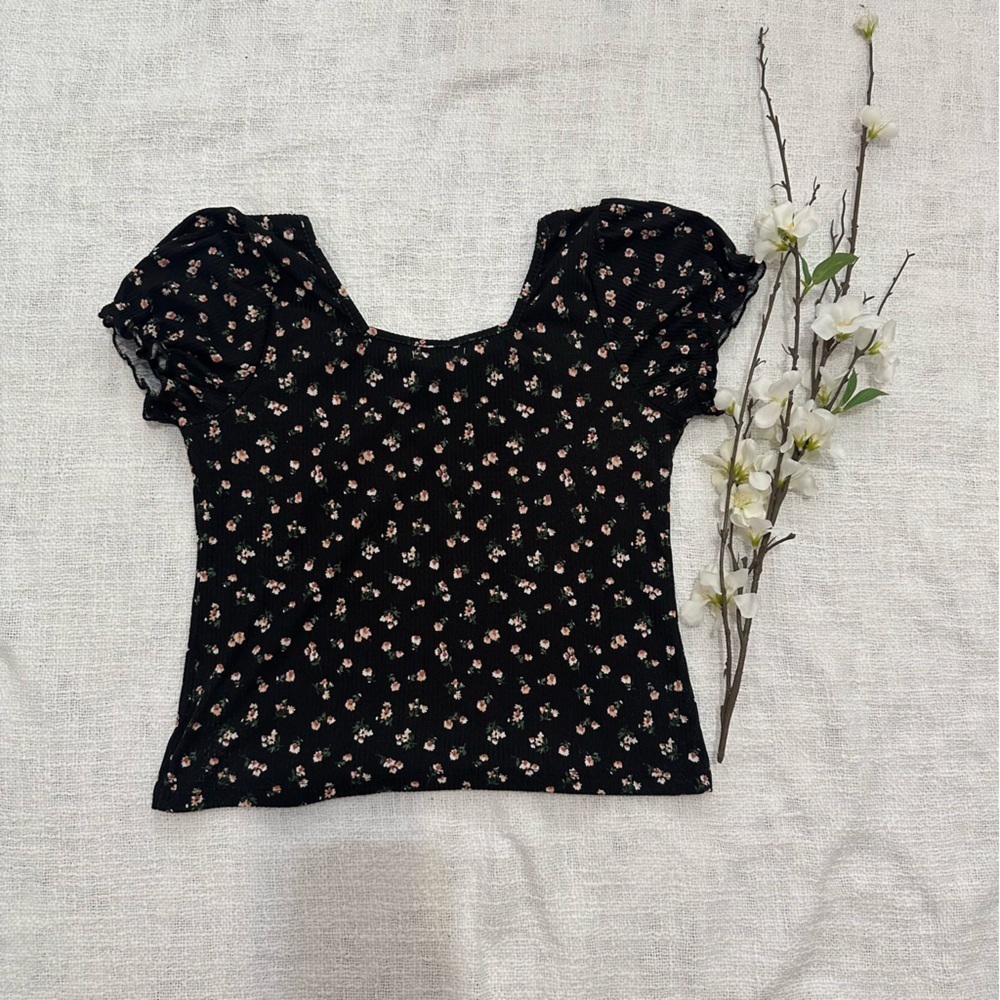 RSQ Girls Ditsy Puff Sleeve Top size kids x-large - Picture 2 of 5